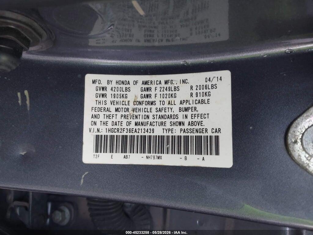 1HGCR2F36EA213439 2014 HONDA ACCORD photo no. 9