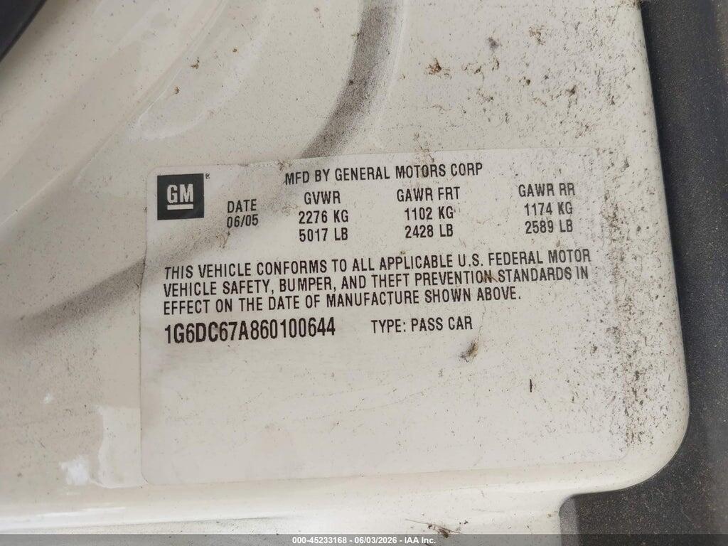 1G6DC67A860100644 2006 CADILLAC STS photo no. 9