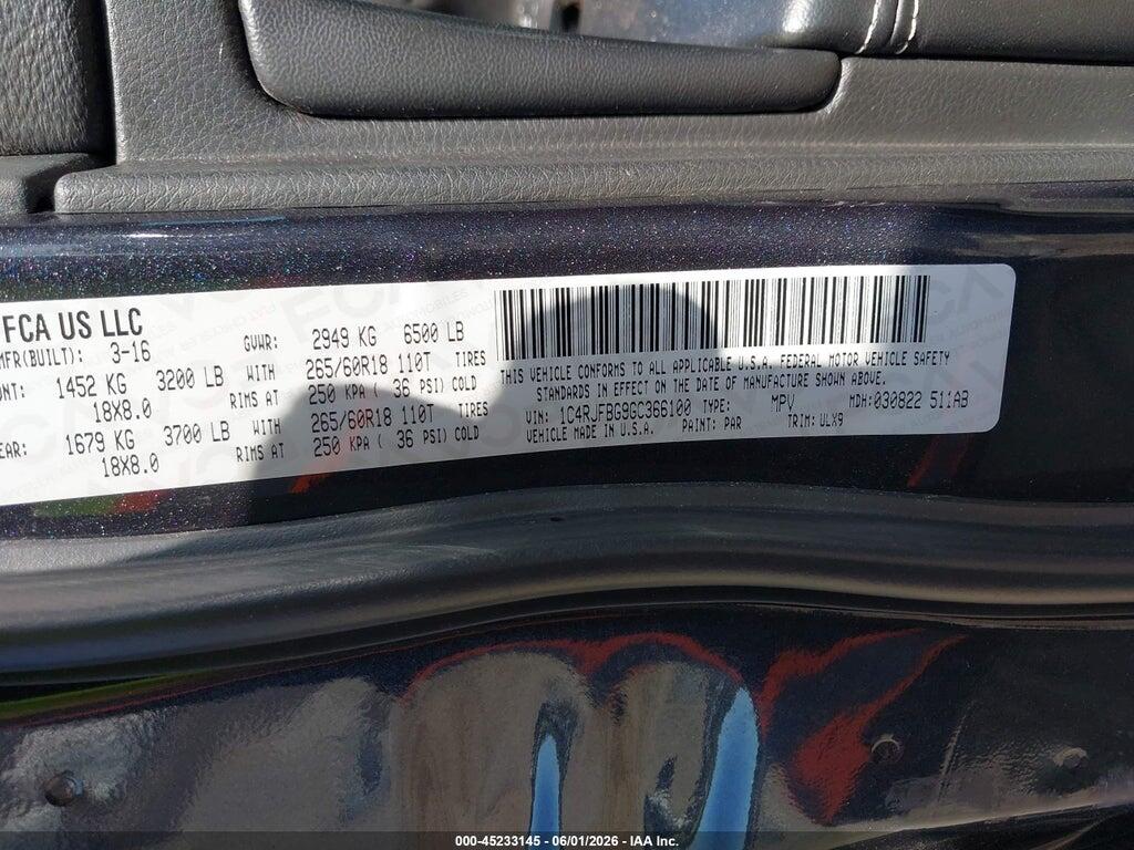 1C4RJFBG9GC366100 2016 JEEP GRAND CHEROKEE photo no. 9