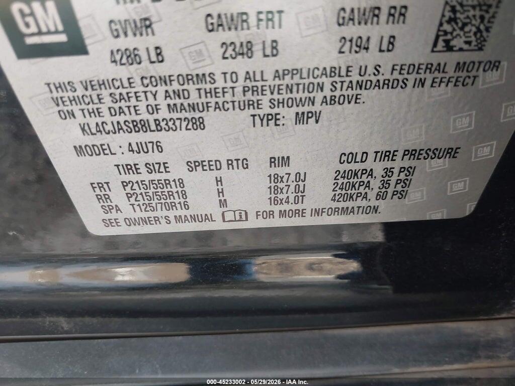 KL4CJASB8LB337288 2020 BUICK ENCORE photo no. 9