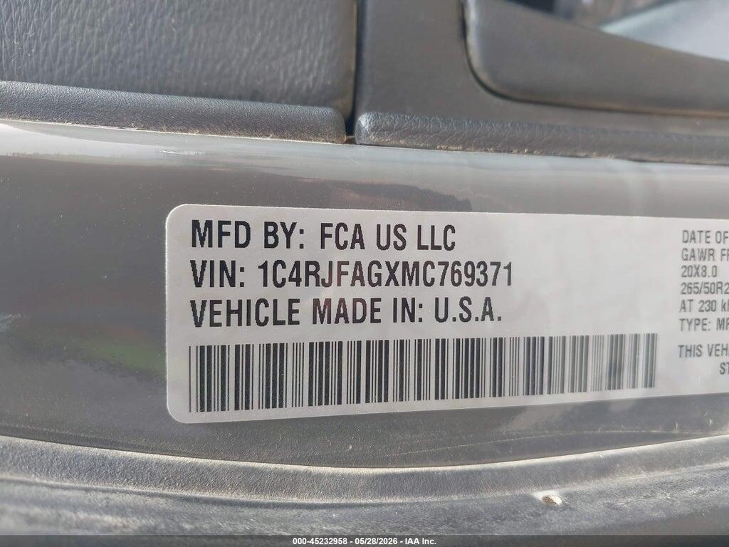 1C4RJFAGXMC769371 2021 JEEP GRAND CHEROKEE photo no. 9