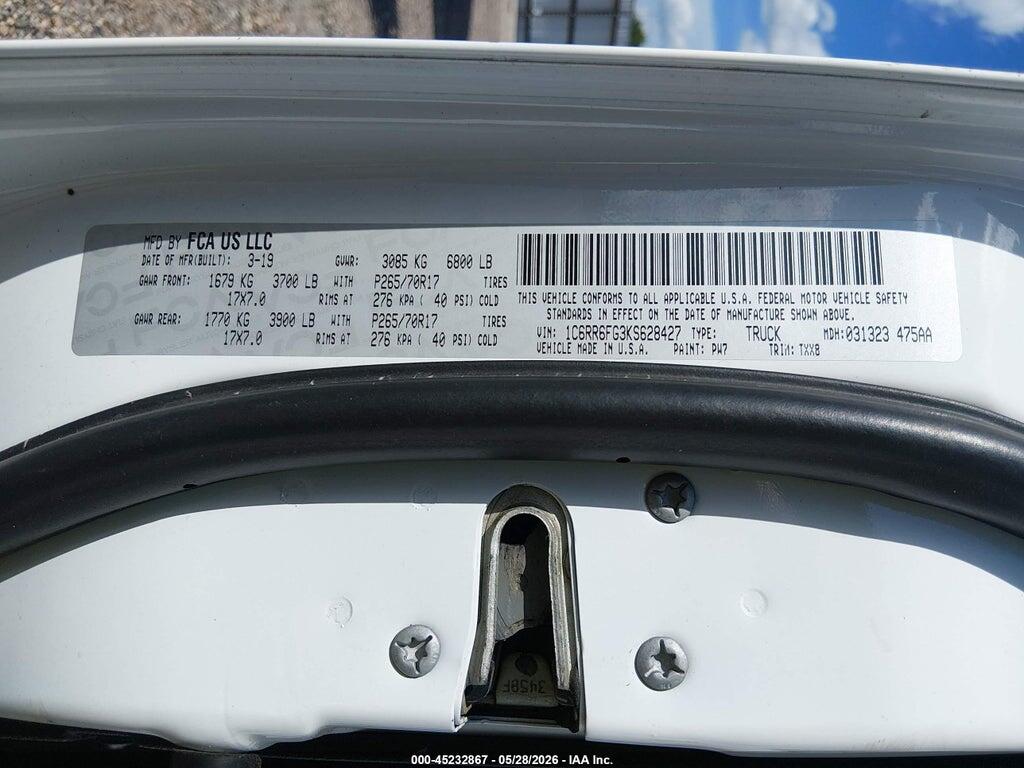 1C6RR6FG3KS628427 2019 RAM 1500 CLASSIC photo no. 9