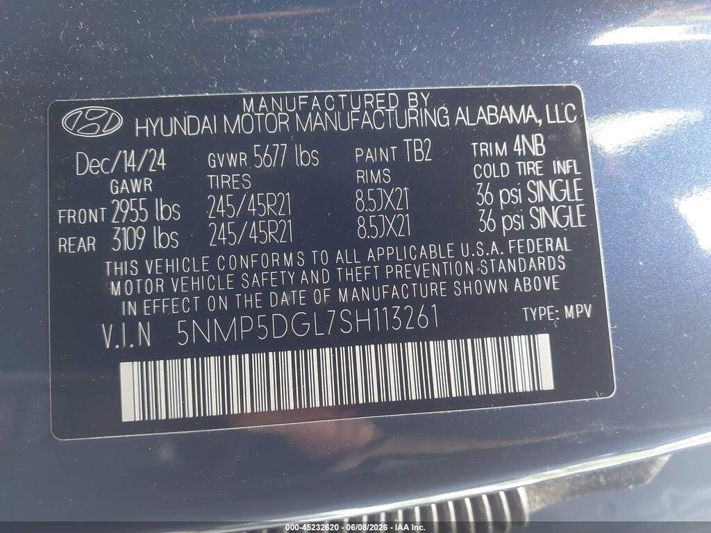 5NMP5DGL7SH113261 2025 HYUNDAI SANTA FE photo no. 9