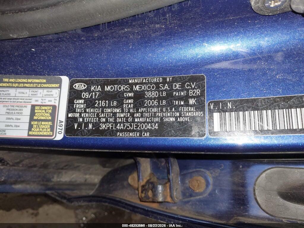 3KPFL4A75JE200434 2018 KIA FORTE photo no. 9
