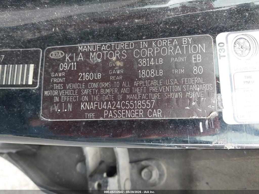 KNAFU4A24C5518557 2012 KIA FORTE photo no. 9