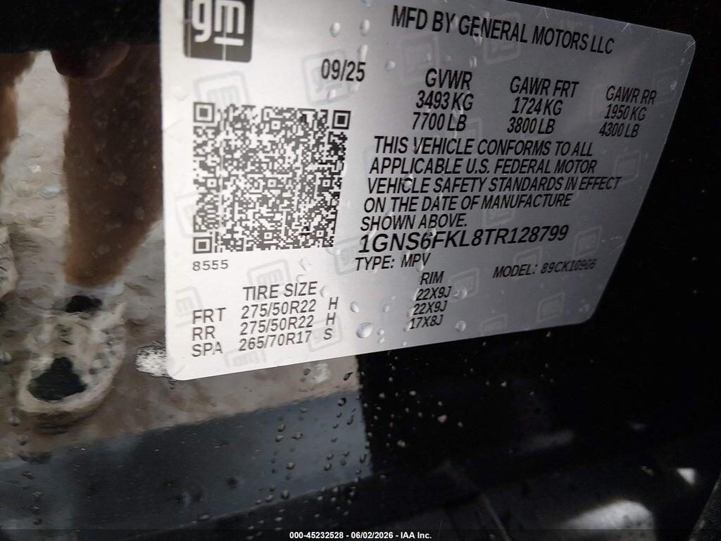 1GNS6FKL8TR128799 2026 CHEVROLET SUBURBAN photo no. 9