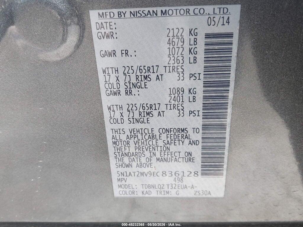 5N1AT2MV9EC836128 2014 NISSAN ROGUE photo no. 9