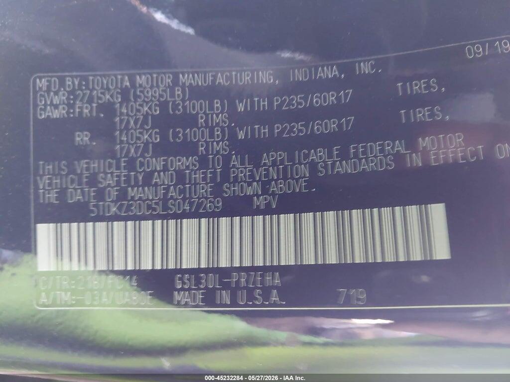 5TDKZ3DC5LS047269 2020 TOYOTA SIENNA photo no. 9