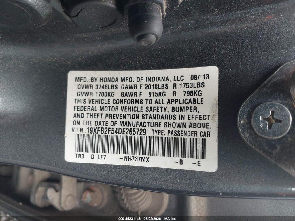 19XFB2F54DE265729 2013 HONDA CIVIC photo no. 9