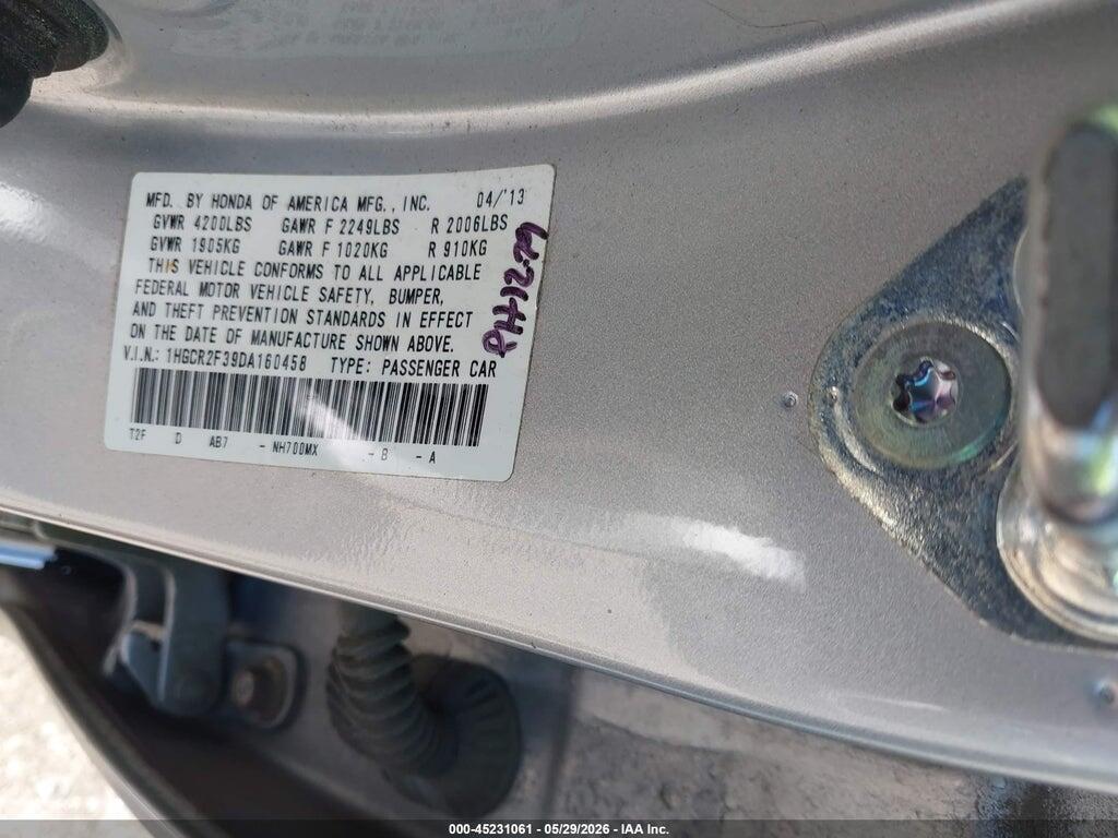 1HGCR2F39DA160458 2013 HONDA ACCORD photo no. 9