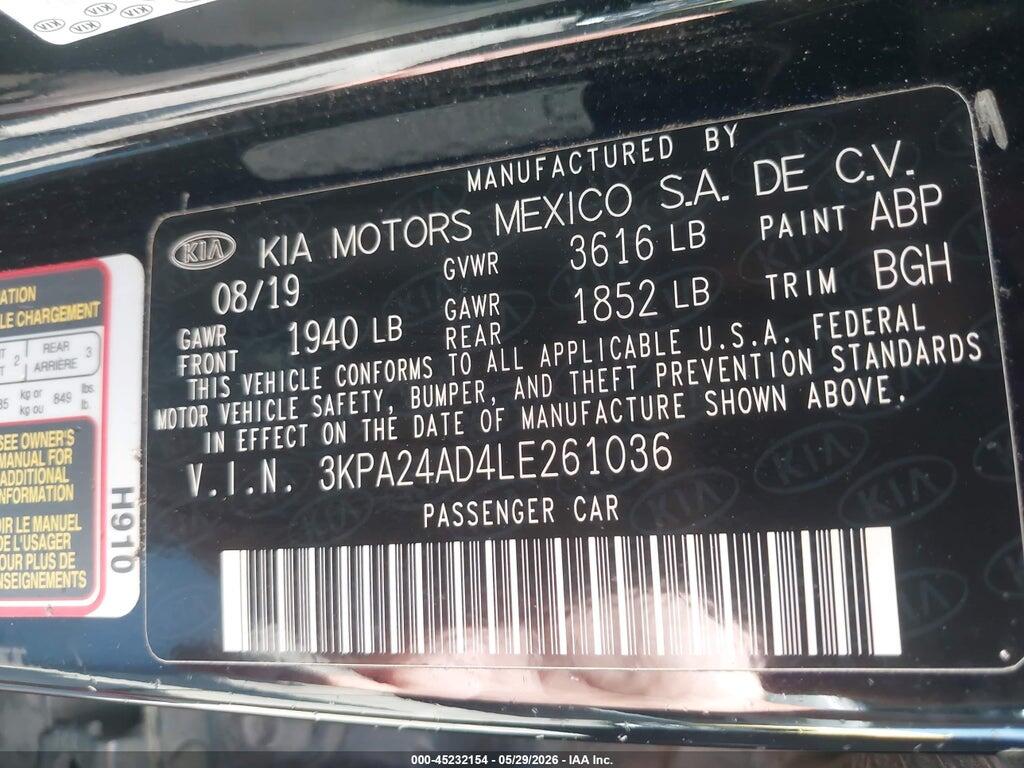 3KPA24AD4LE261036 2020 KIA RIO photo no. 9