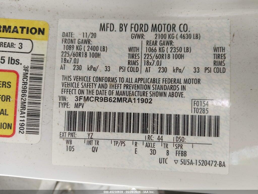 3FMCR9B62MRA11902 2021 FORD BRONCO SPORT photo no. 9