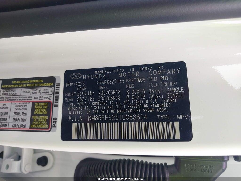 KM8RFES25TU083614 2026 HYUNDAI PALISADE photo no. 9