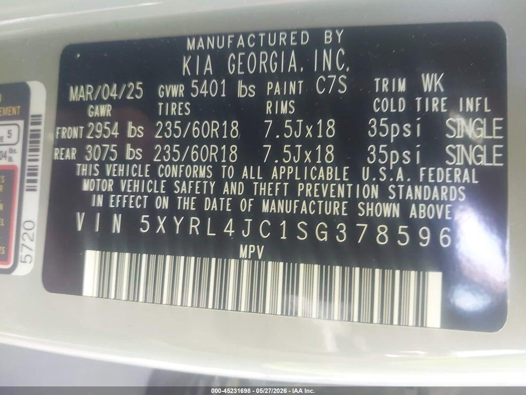 5XYRL4JC1SG378596 2025 KIA SORENTO photo no. 9