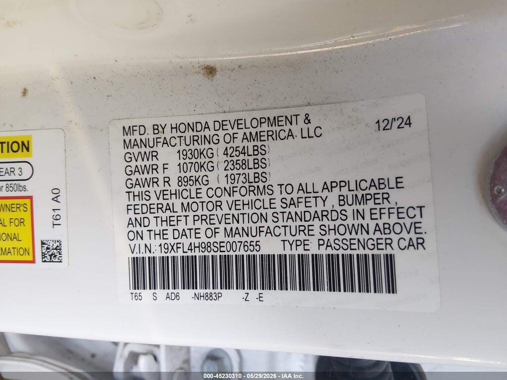19XFL4H98SE007655 2025 HONDA CIVIC HYBRID photo no. 9