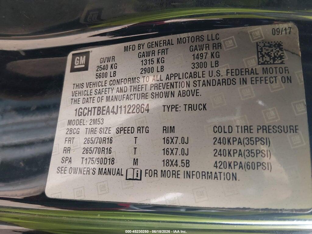 1GCHTBEA4J1122864 2018 CHEVROLET COLORADO photo no. 9