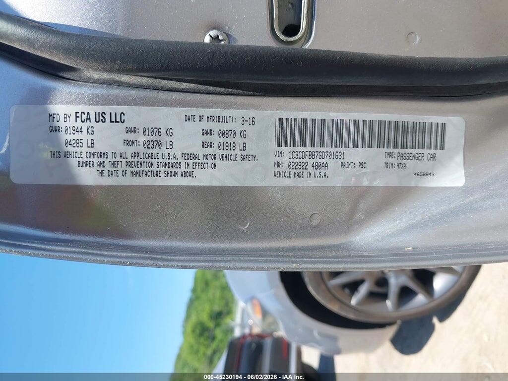 1C3CDFBB7GD701631 2016 DODGE DART photo no. 9