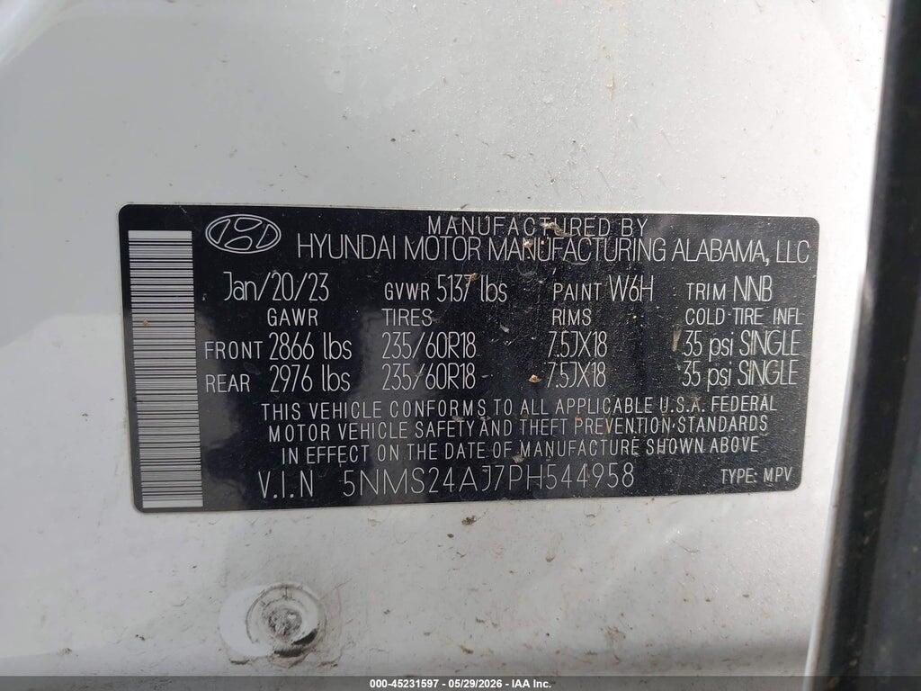 5NMS24AJ7PH544958 2023 HYUNDAI SANTA FE photo no. 9