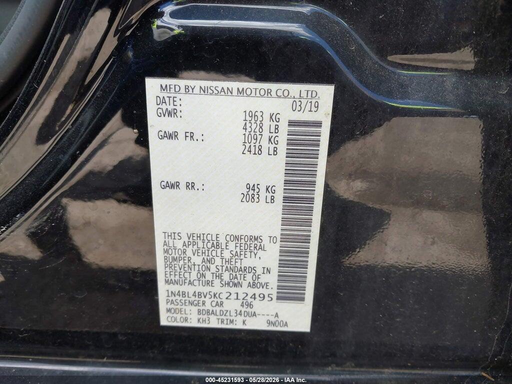 1N4BL4BV5KC212495 2019 NISSAN ALTIMA photo no. 9