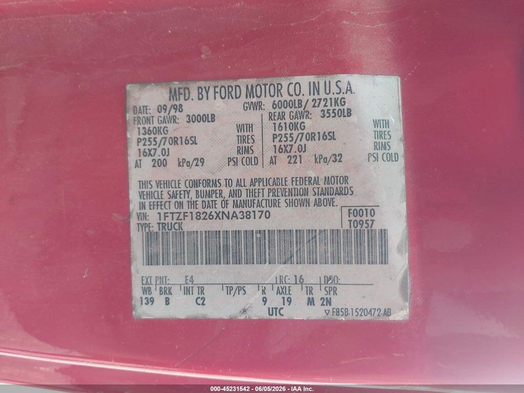 1FTZF1826XNA38170 1999 FORD F-150 photo no. 9