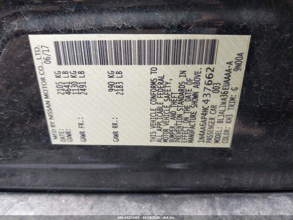 1N4AA6AP4HC437662 2017 NISSAN MAXIMA photo no. 9