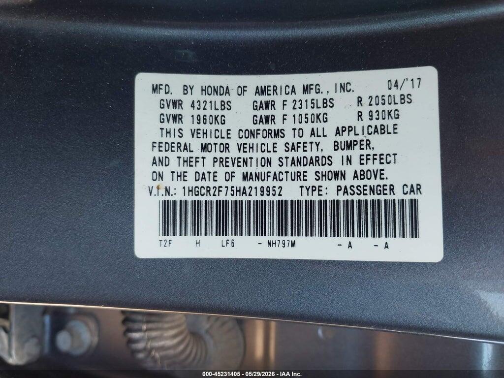 1HGCR2F75HA219952 2017 HONDA ACCORD photo no. 9