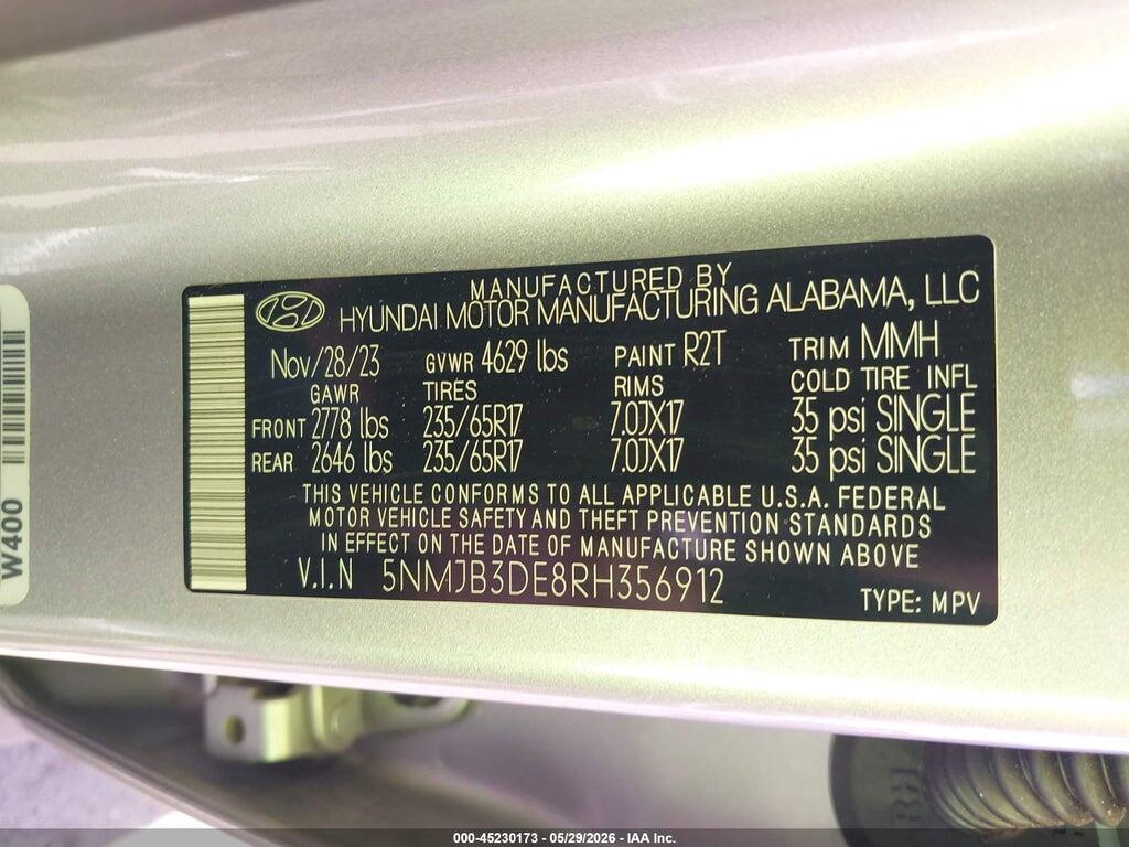 5NMJB3DE8RH356912 2024 HYUNDAI TUCSON photo no. 9