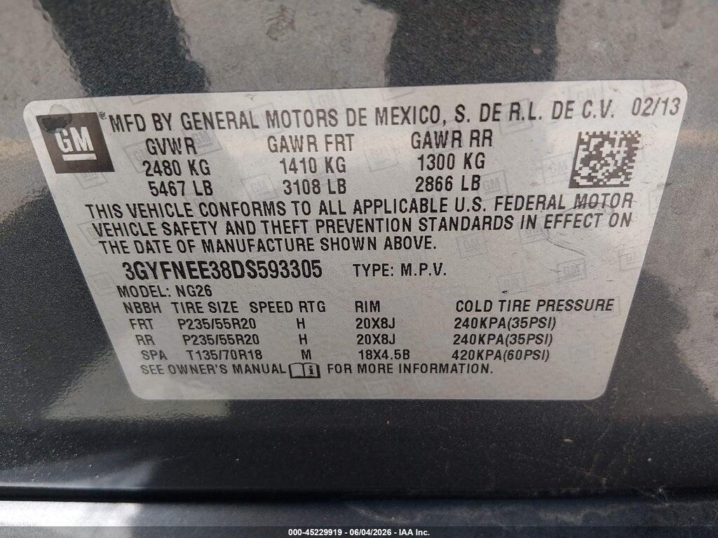 3GYFNEE38DS593305 2013 CADILLAC SRX photo no. 9