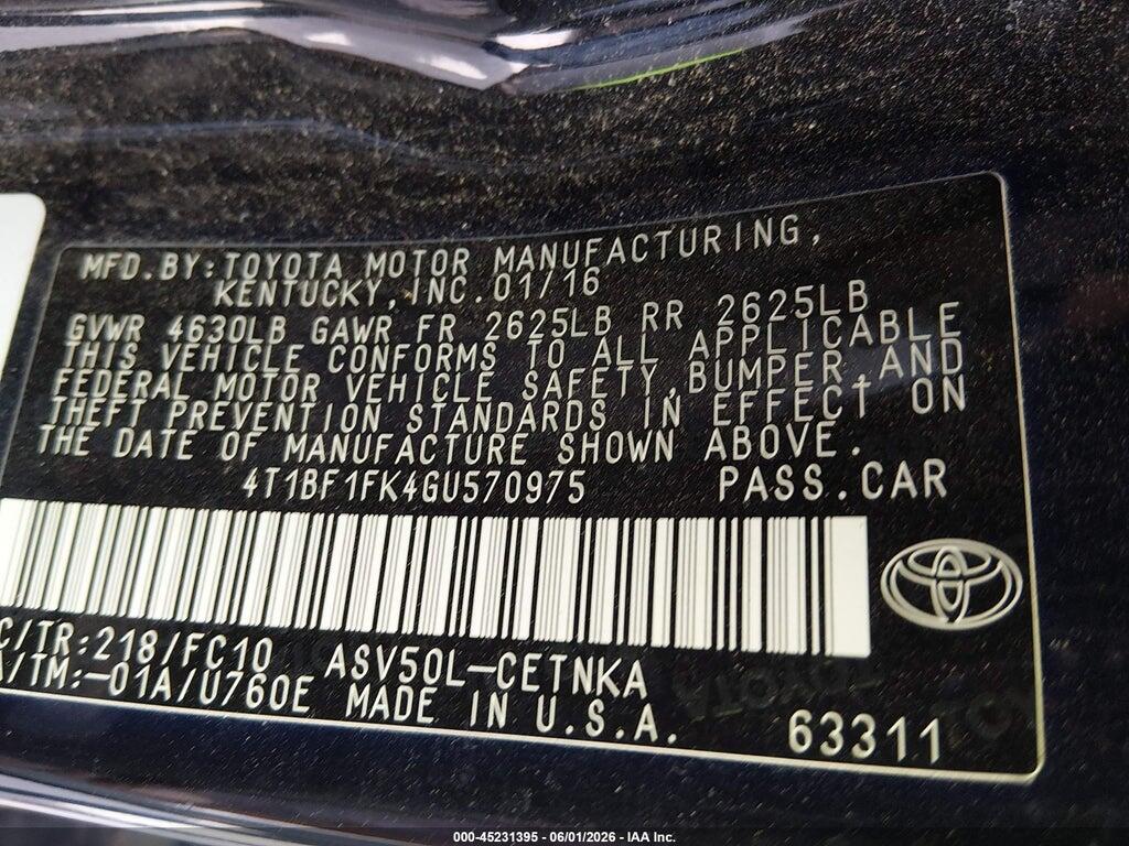 4T1BF1FK4GU570975 2016 TOYOTA CAMRY photo no. 9
