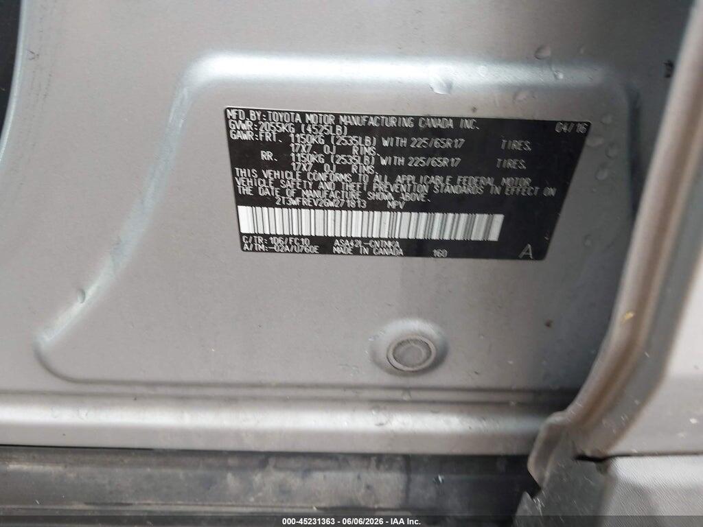 2T3WFREV2GW271813 2016 TOYOTA RAV4 photo no. 9