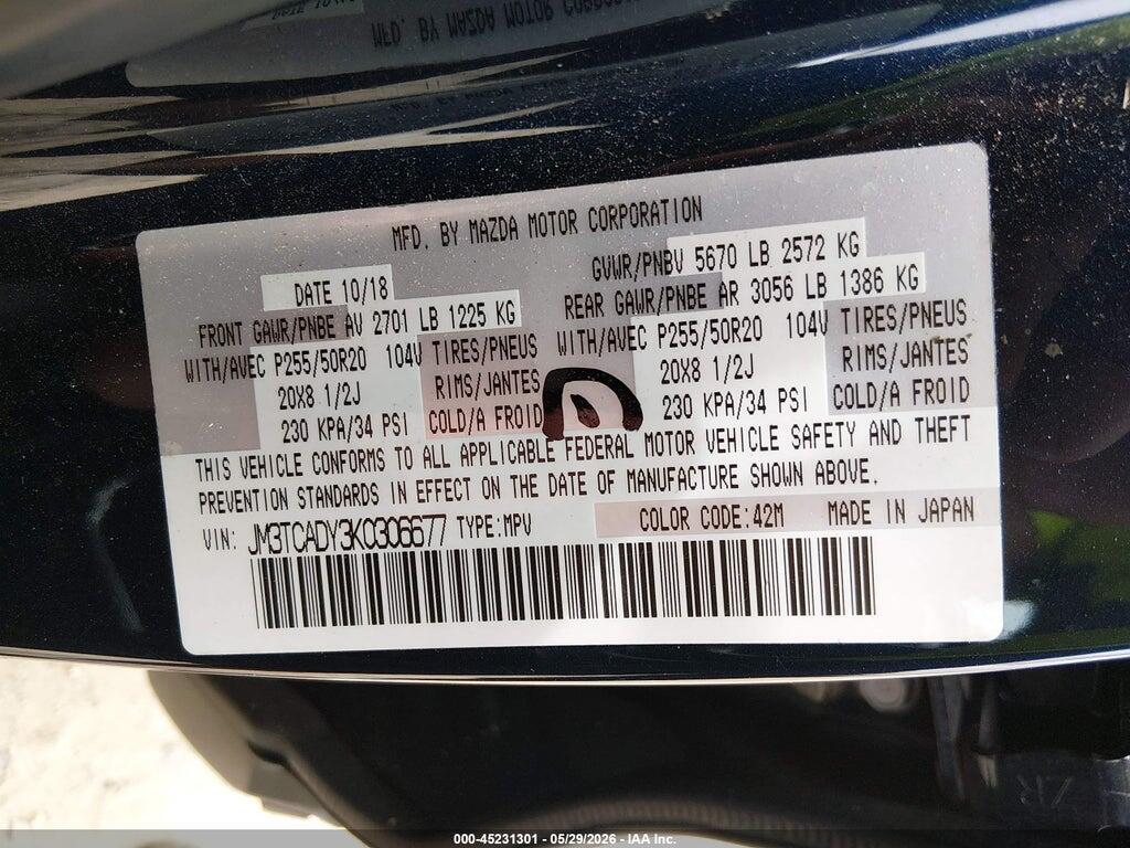 JM3TCADY3K0306677 2019 MAZDA CX-9 photo no. 9