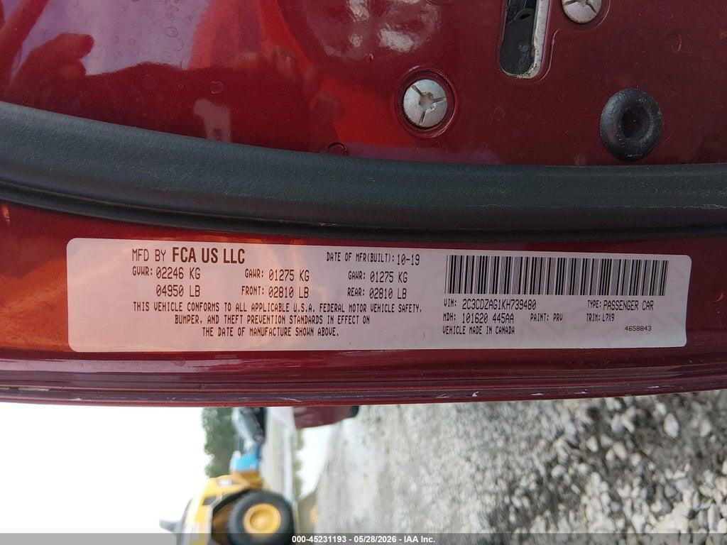 2C3CDZAG1KH739480 2019 DODGE CHALLENGER photo no. 9