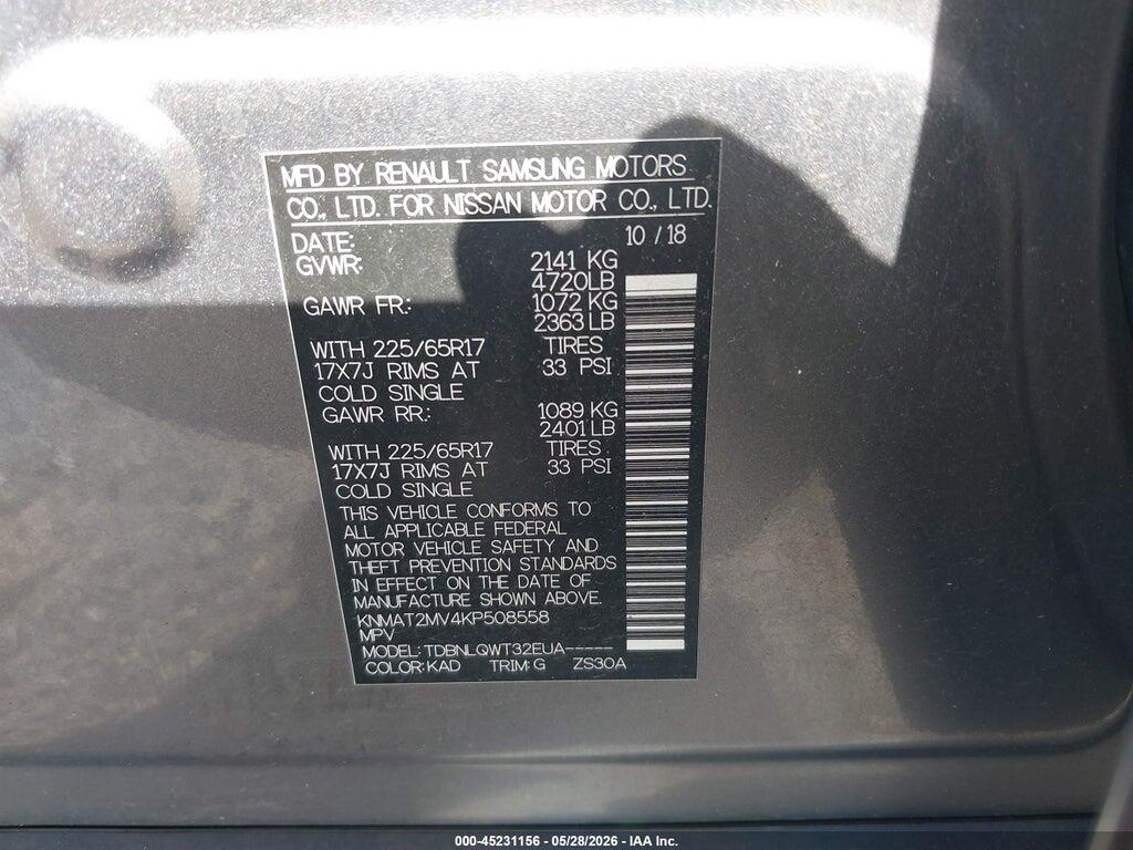 KNMAT2MV4KP508558 2019 NISSAN ROGUE photo no. 9