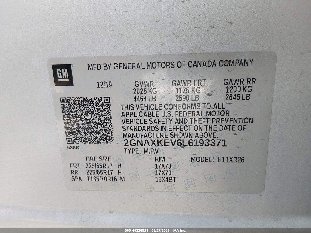 2GNAXKEV6L6193371 2020 CHEVROLET EQUINOX photo no. 9