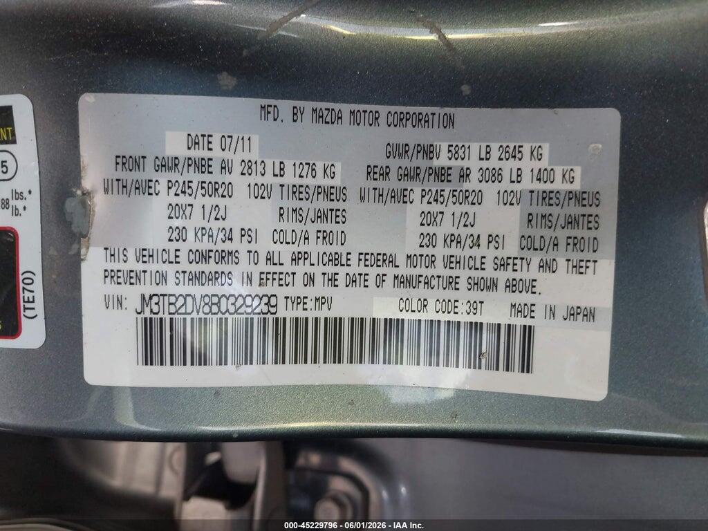 JM3TB2DV8B0329239 2011 MAZDA CX-9 photo no. 9
