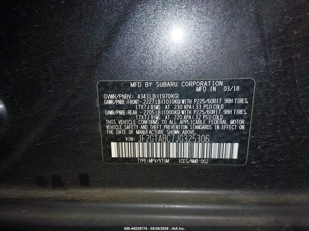 JF2GTABC7JG325306 2018 SUBARU CROSSTREK photo no. 9