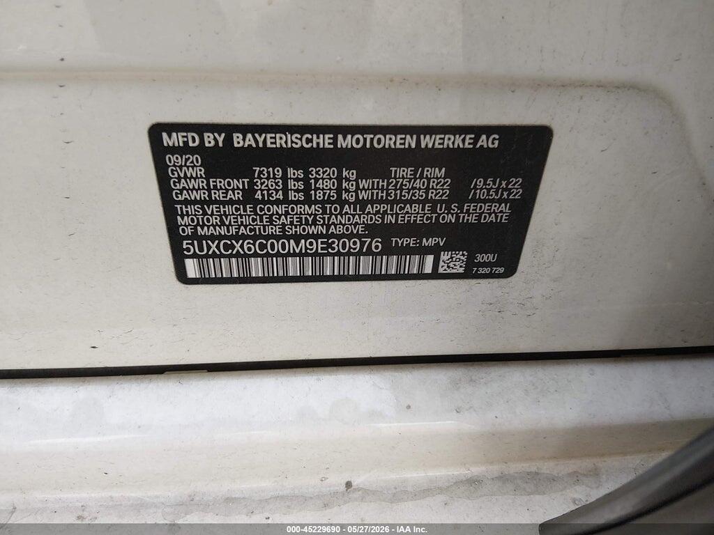5UXCX6C00M9E30976 2021 BMW X7 photo no. 9
