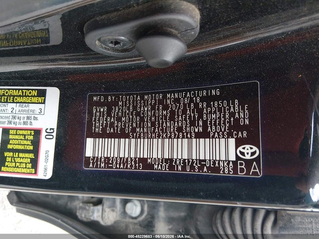 5YFBURHE2KP878149 2019 TOYOTA COROLLA photo no. 9