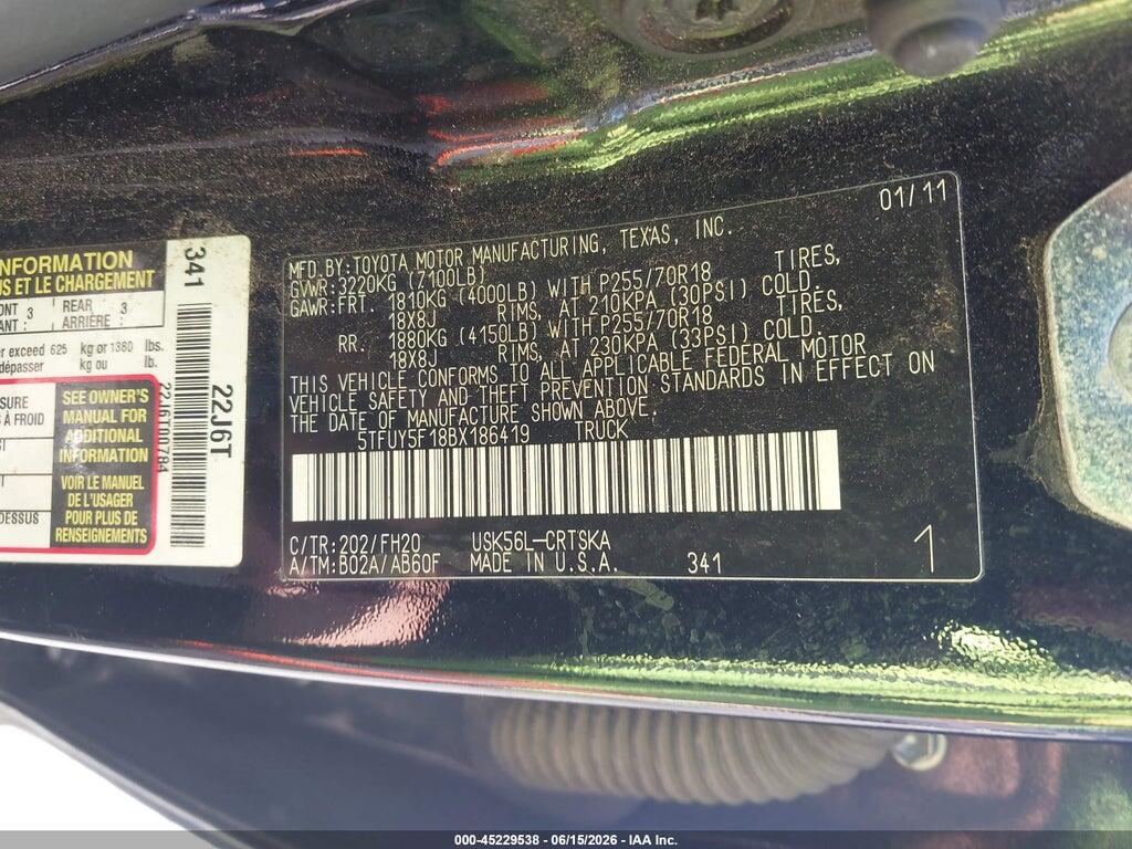 5TFUY5F18BX186419 2011 TOYOTA TUNDRA photo no. 9