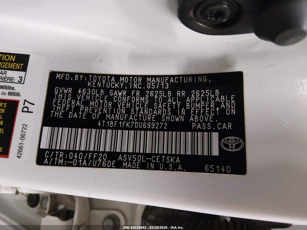 4T1BF1FK7DU699272 2013 TOYOTA CAMRY photo no. 9