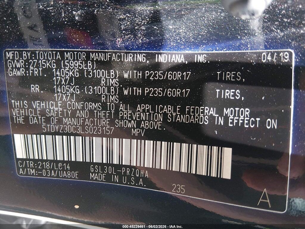 5TDYZ3DC3LS023157 2020 TOYOTA SIENNA photo no. 9