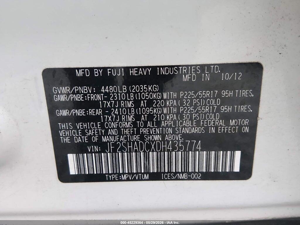 JF2SHADCXDH435774 2013 SUBARU FORESTER photo no. 9