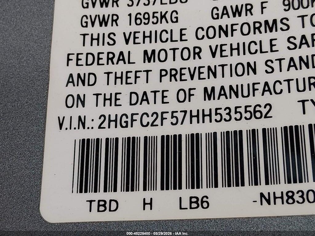 2HGFC2F57HH535562 2017 HONDA CIVIC photo no. 9