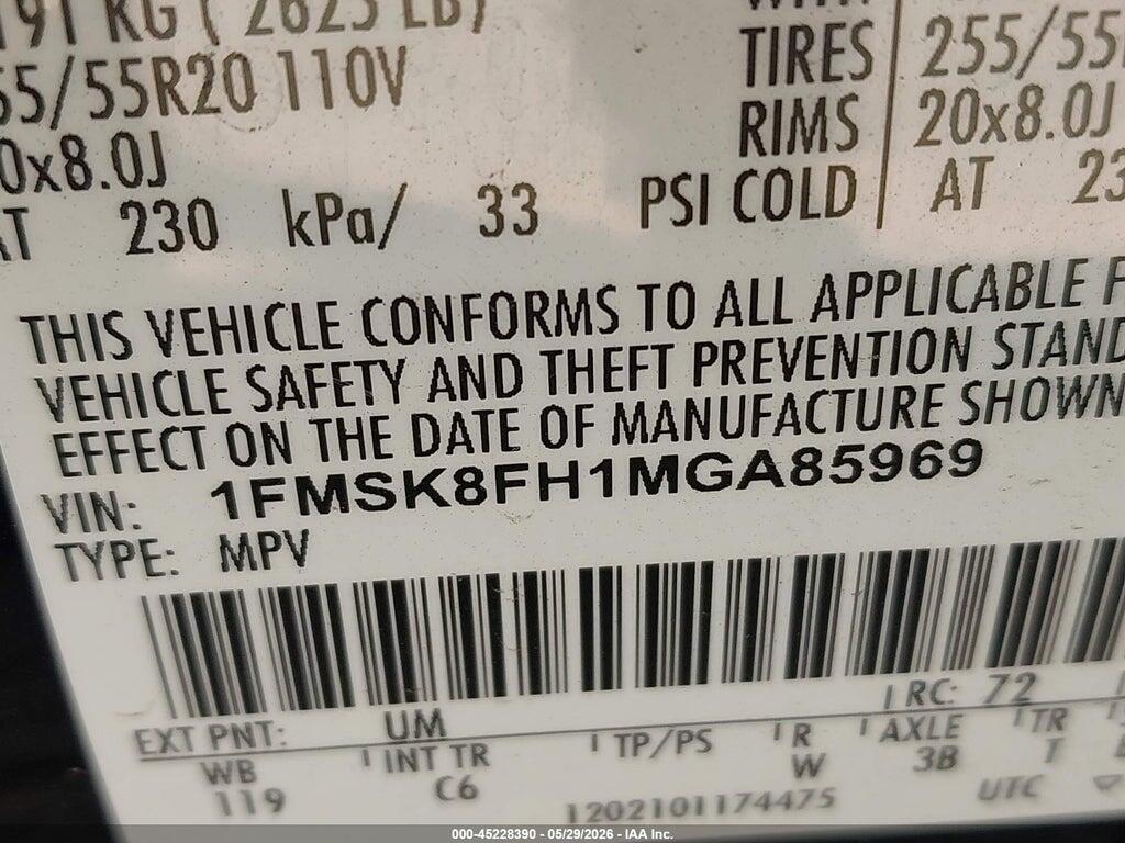 1FMSK8FH1MGA85969 2021 FORD EXPLORER photo no. 9