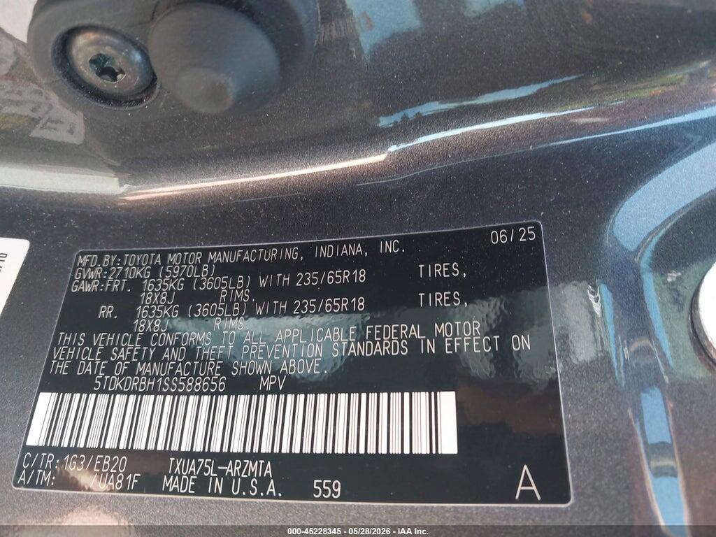 5TDKDRBH1SS588656 2025 TOYOTA HIGHLANDER photo no. 9