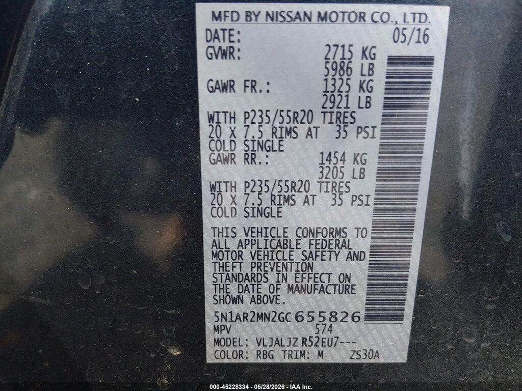 5N1AR2MN2GC655826 2016 NISSAN PATHFINDER photo no. 9