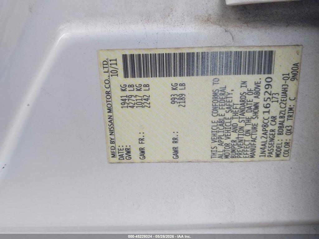 1N4AL2AP8CC165290 2012 NISSAN ALTIMA photo no. 9