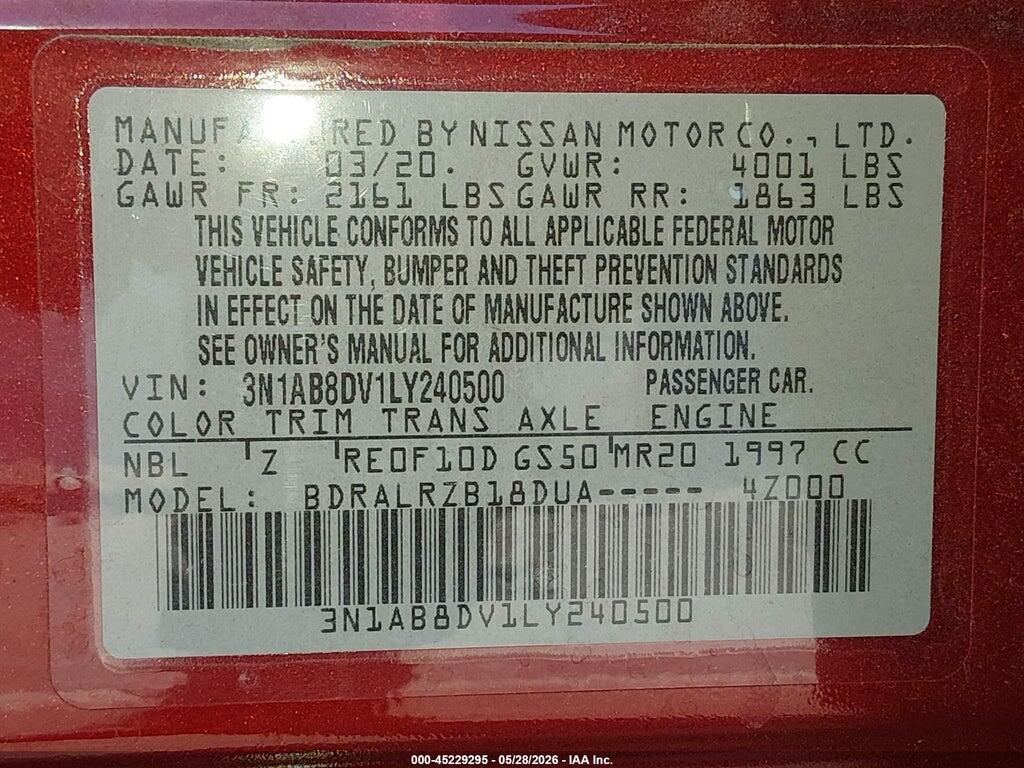 3N1AB8DV1LY240500 2020 NISSAN SENTRA photo no. 9