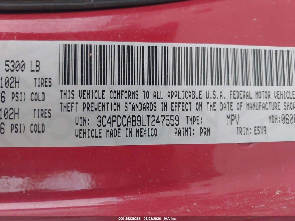 3C4PDCAB9LT247559 2020 DODGE JOURNEY photo no. 9