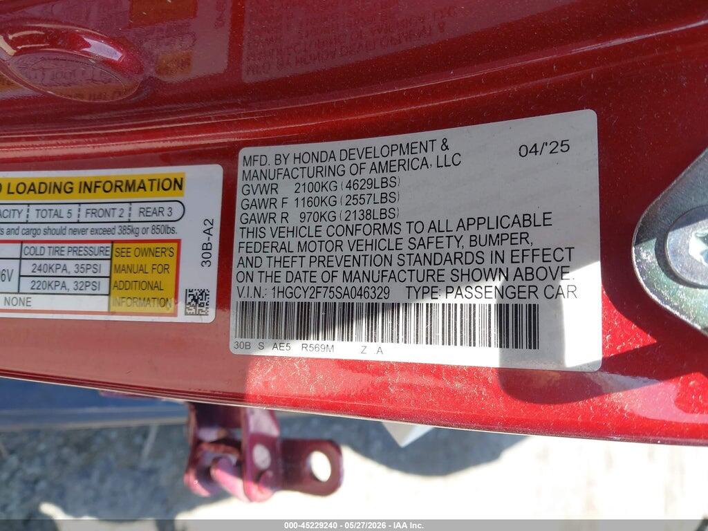 1HGCY2F75SA046329 2025 HONDA ACCORD HYBRID photo no. 9
